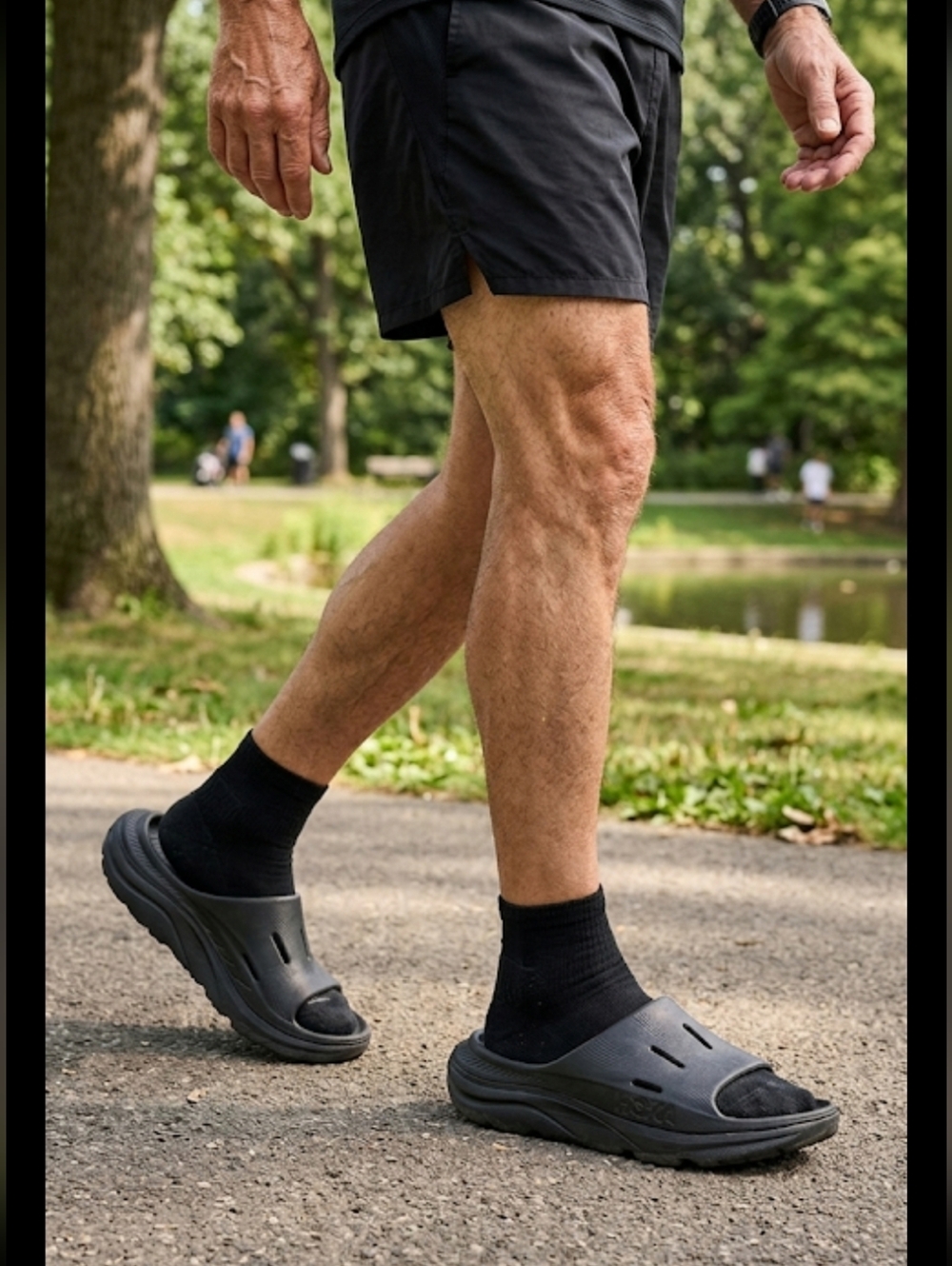 Hoka Men's Black Slide Sandals with Cushioned Sole